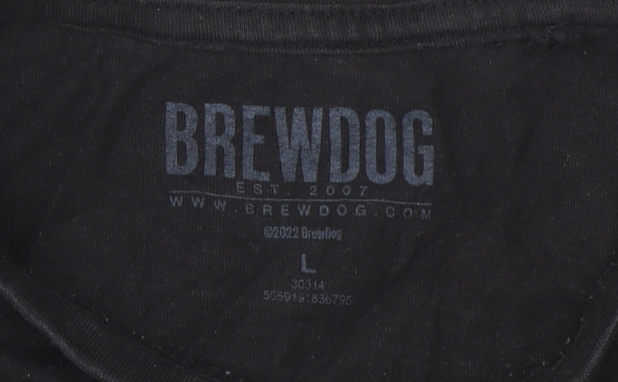 BrewDog Men's Black Graphic Beer Can T-Shirt Size L 100% Cotton