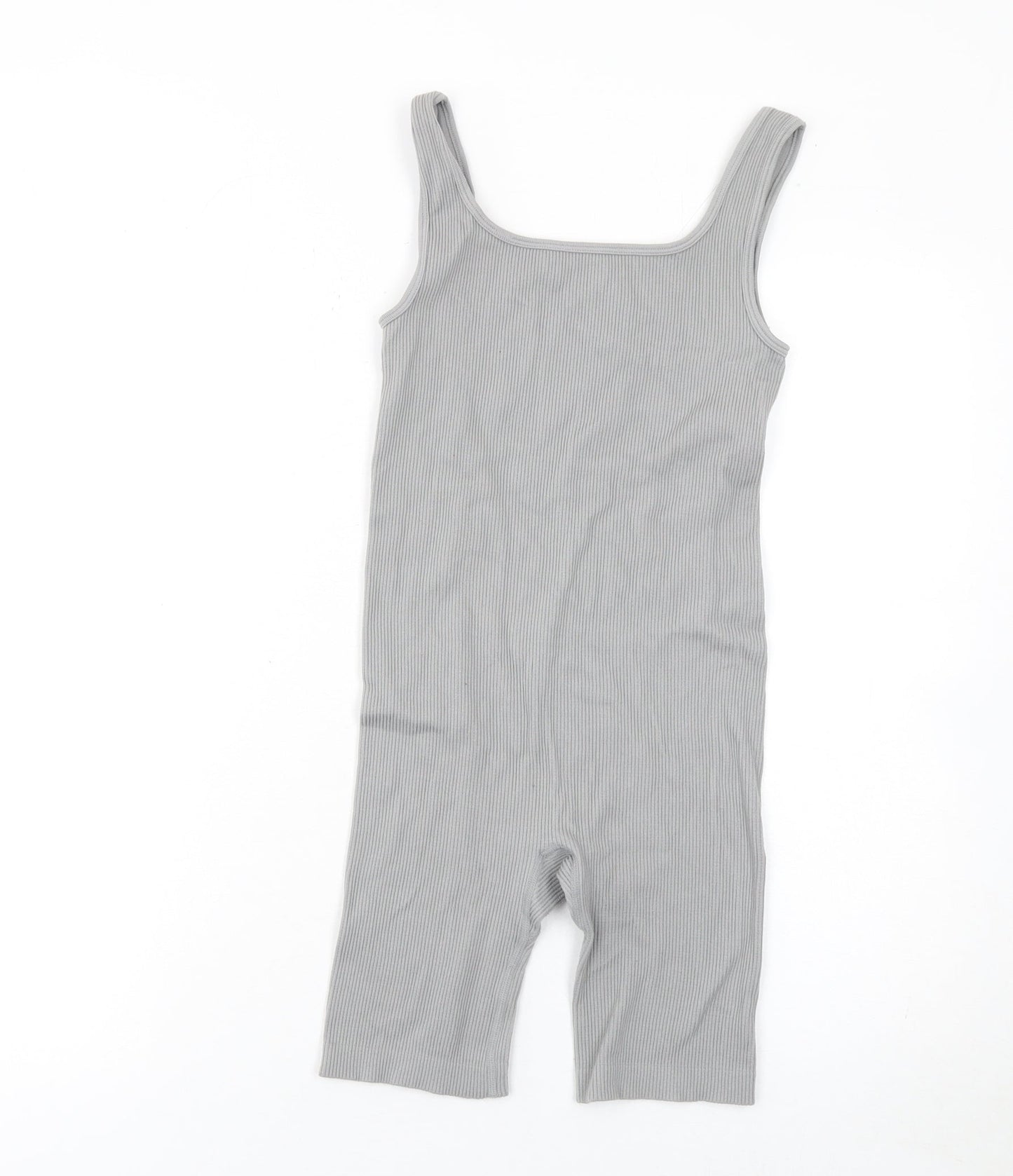 Matalan Girls Grey Ribbed Bodysuit One-Piece Large Sleeveless Stretch Fit