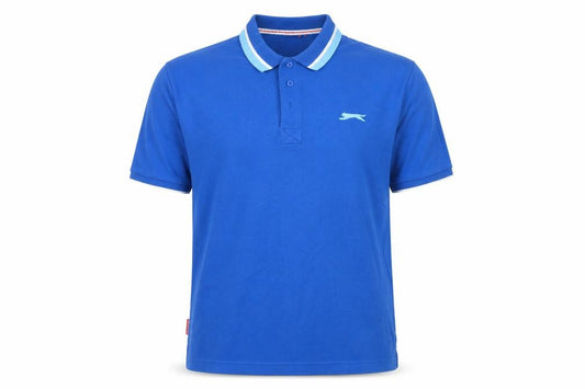 Slazenger Men's Blue Cotton Polo Shirt L Regular Fit Sports Casual
