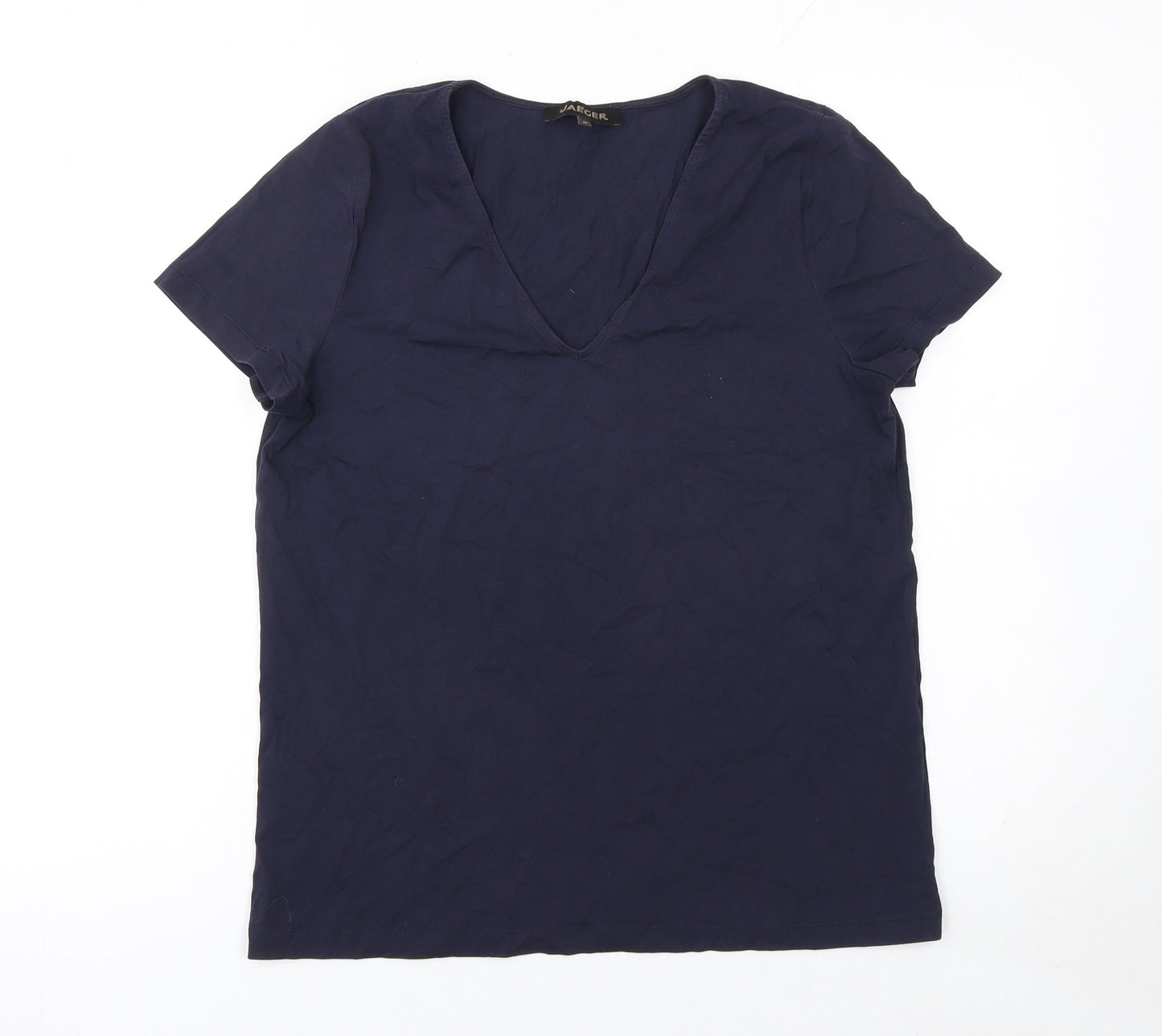 Womens UK Size M Jaeger Blue 100% Cotton T-Shirt