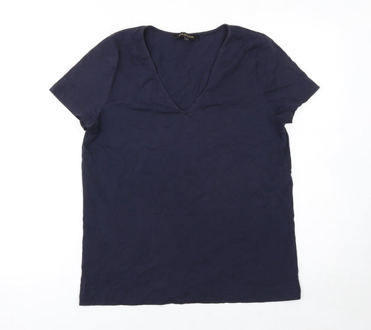Womens UK Size M Jaeger Blue 100% Cotton T-Shirt