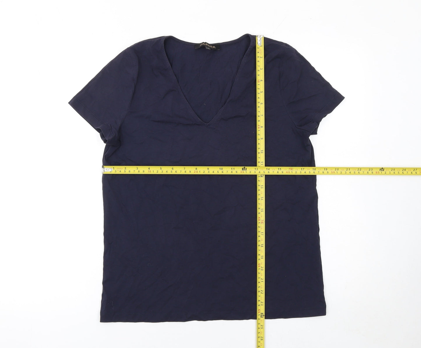 Womens UK Size M Jaeger Blue 100% Cotton T-Shirt