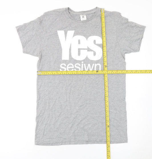 B&C Collection Men's Grey Yes Sesiwn Graphic Cotton T-Shirt M