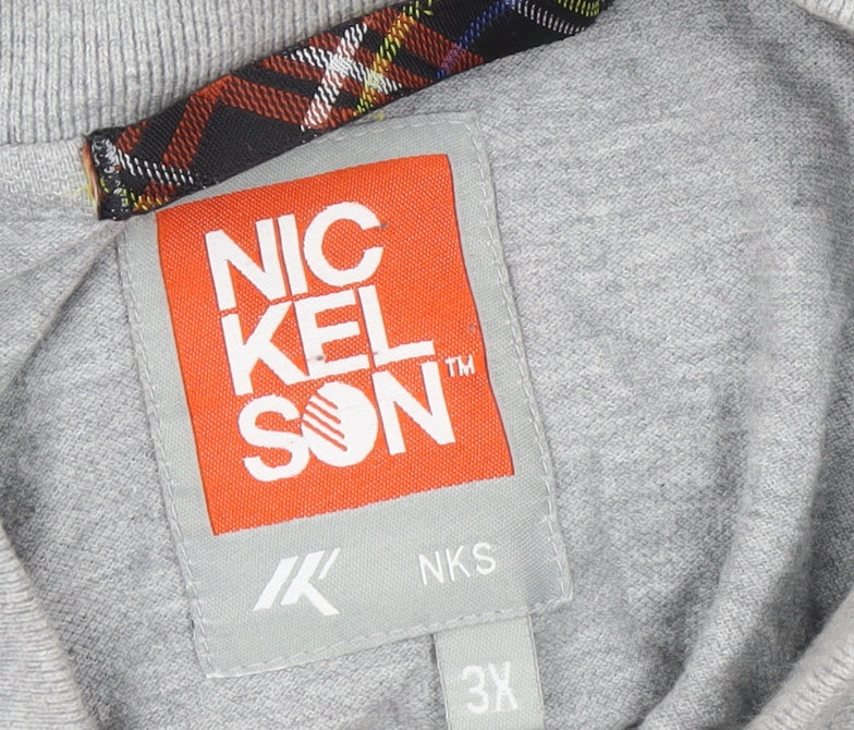 Nickelson Men's Grey 3XL Cotton Short Sleeve Polo Shirt