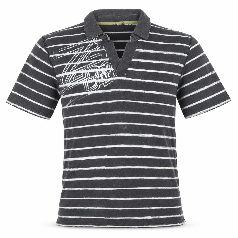 Buffalo David Bitton Men's Grey Striped Cotton Polo Shirt XL