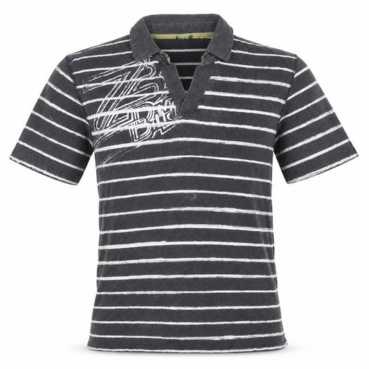 Buffalo David Bitton Men's Grey Striped Cotton Polo Shirt XL