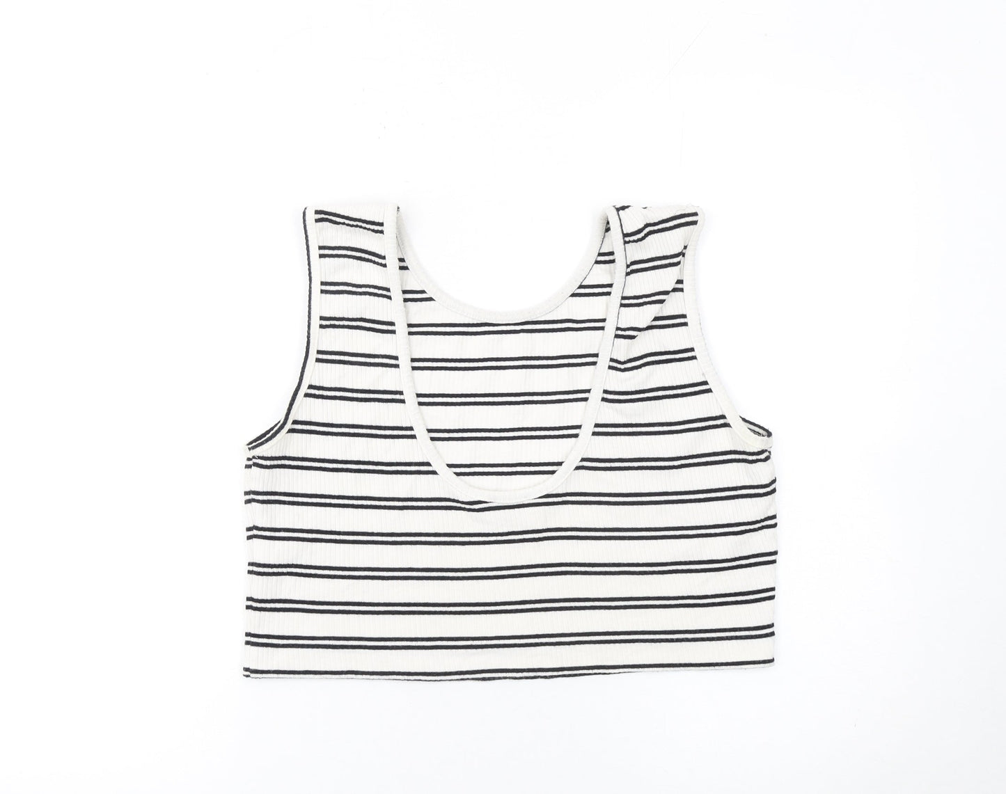 Weekday Women's White Black Striped Cropped Tank Top Size L