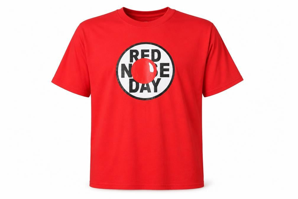 Fruit of the Loom Men’s Red Nose Day Red 2XL Cotton Graphic T-Shirt
