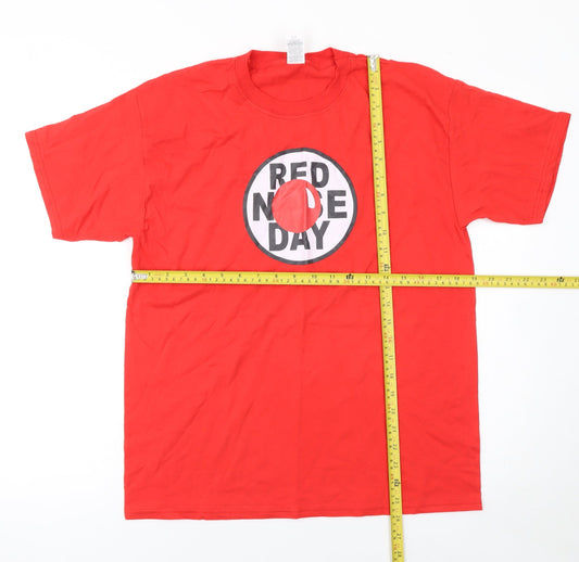 Fruit of the Loom Men's Red Red Nose Day Cotton T-Shirt Medium