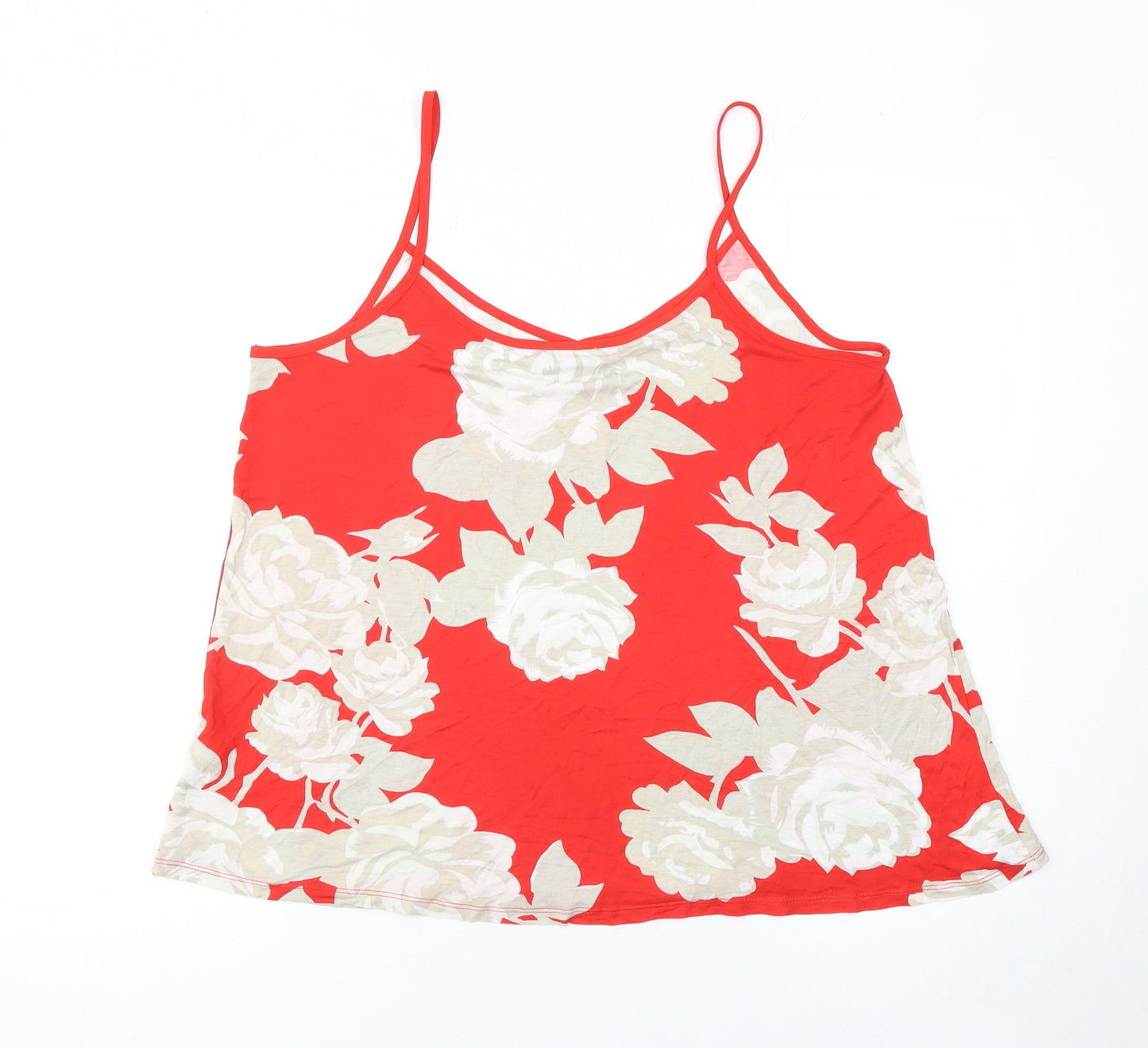 Next Women Red Floral Viscose Camisole Top Size 16