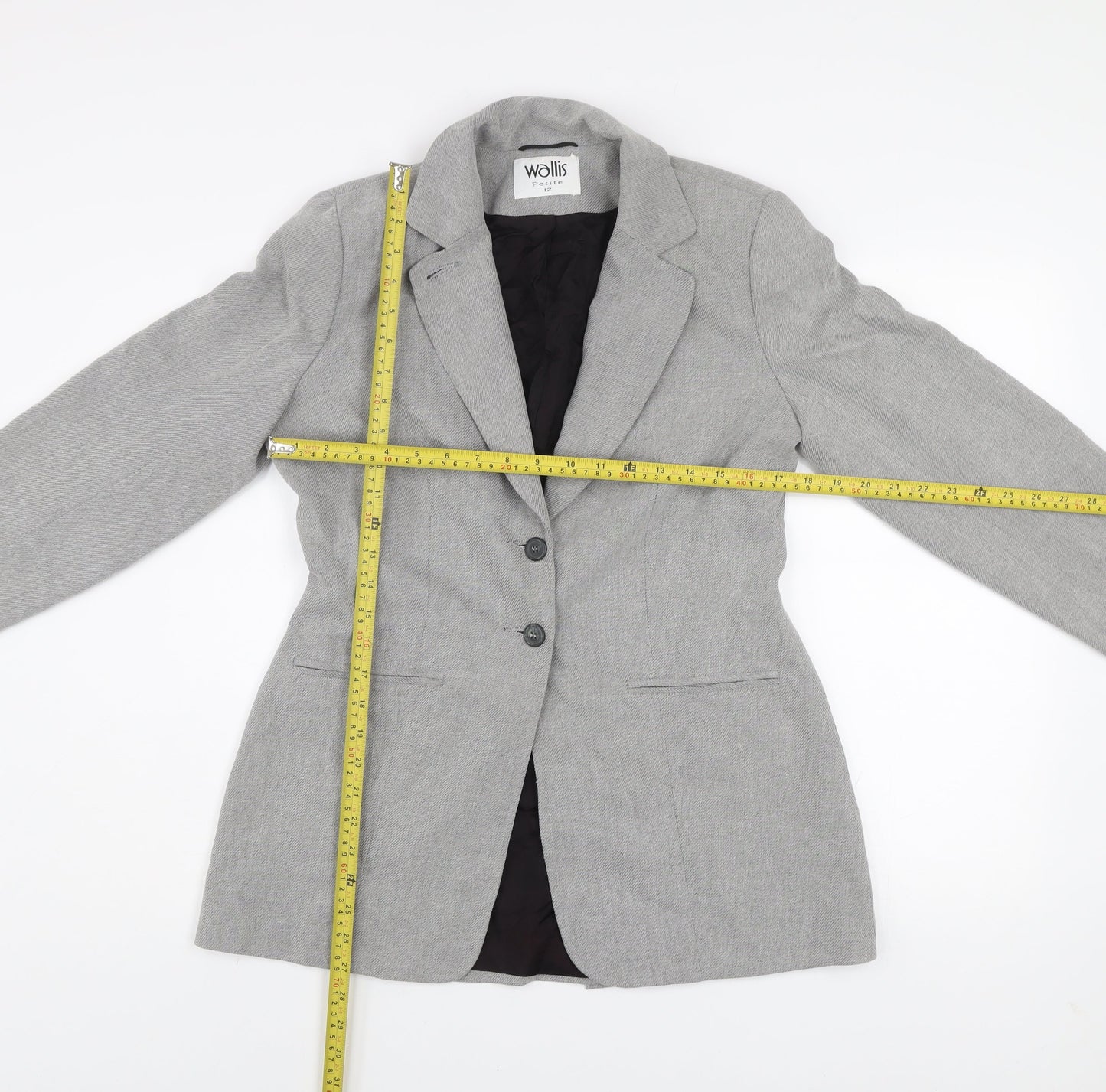 Wallis Petite Women's Grey Blazer Size 12 Classic Work Jacket