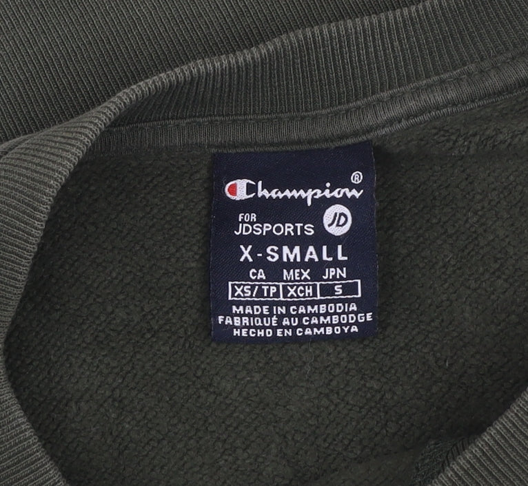 Champion Mens Green Crew Neck Pullover Sweatshirt XS Cotton