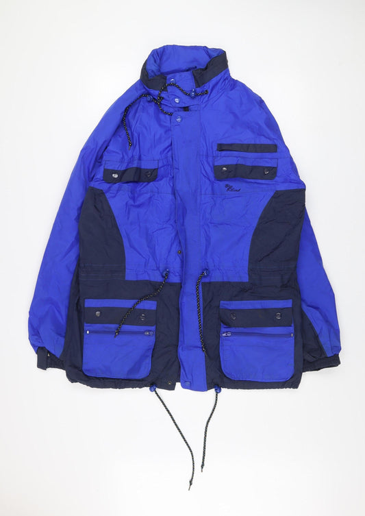 Blue Riband Men’s Blue Nylon Hooded Anorak Jacket L Outdoor Retro Style