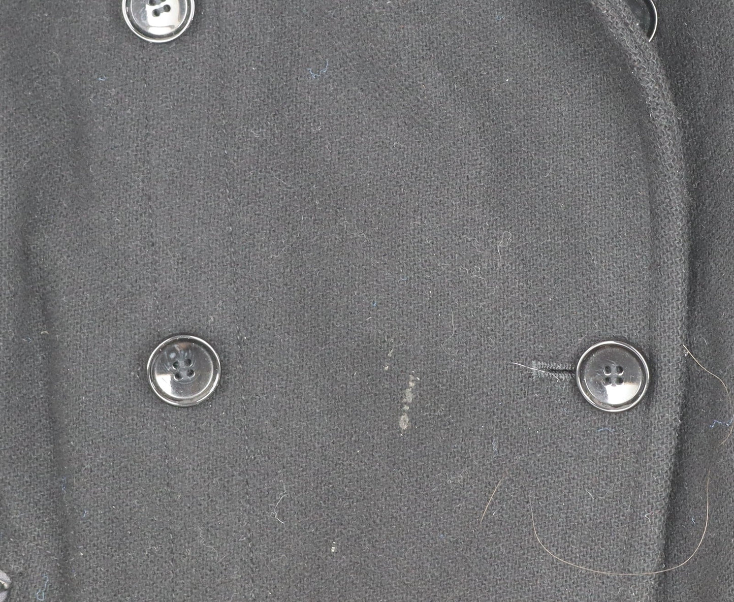 Reiss Men's Black Wool Blend Pea Coat XL Classic Mid-Length