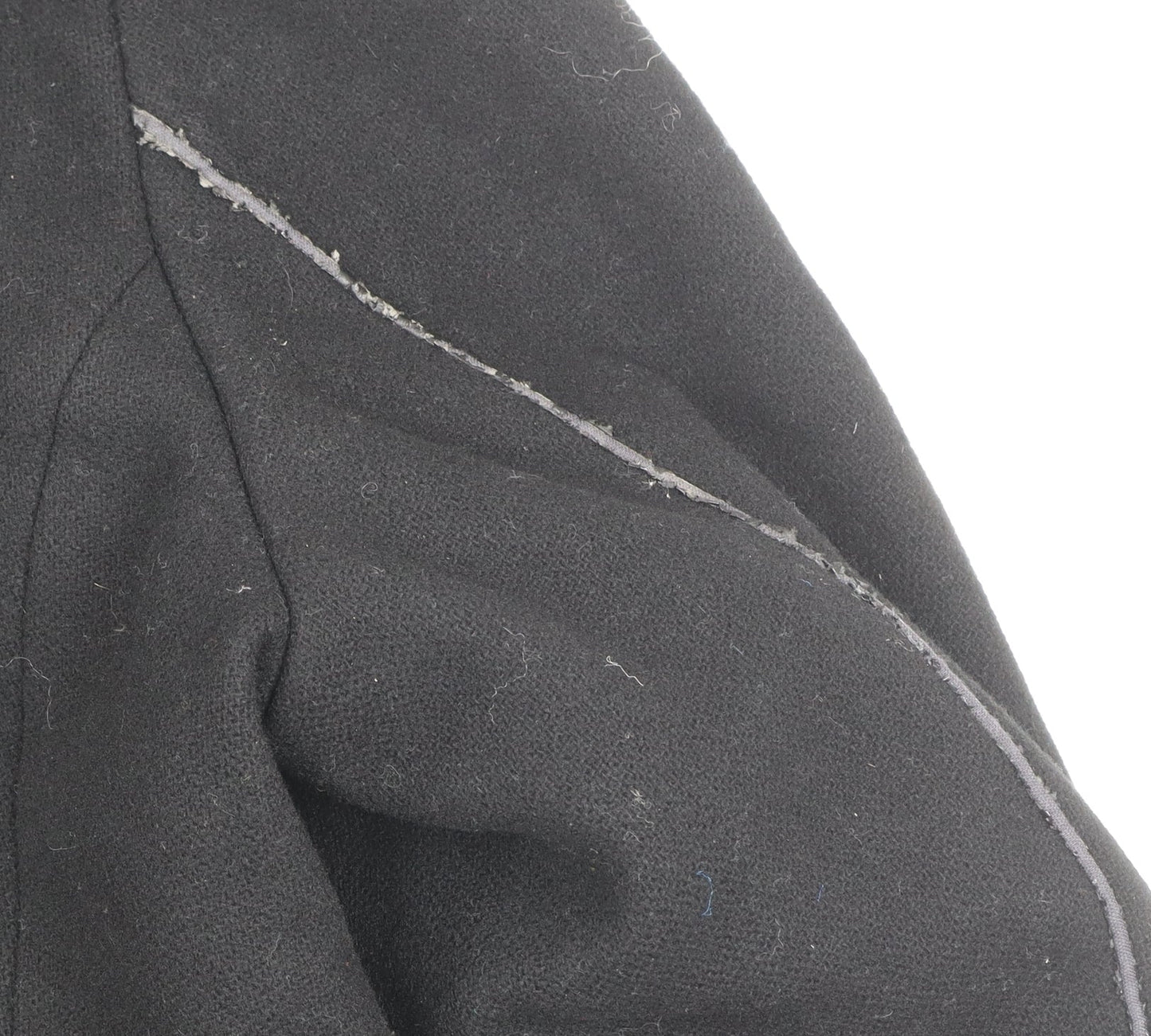 Reiss Men's Black Wool Blend Pea Coat XL Classic Mid-Length