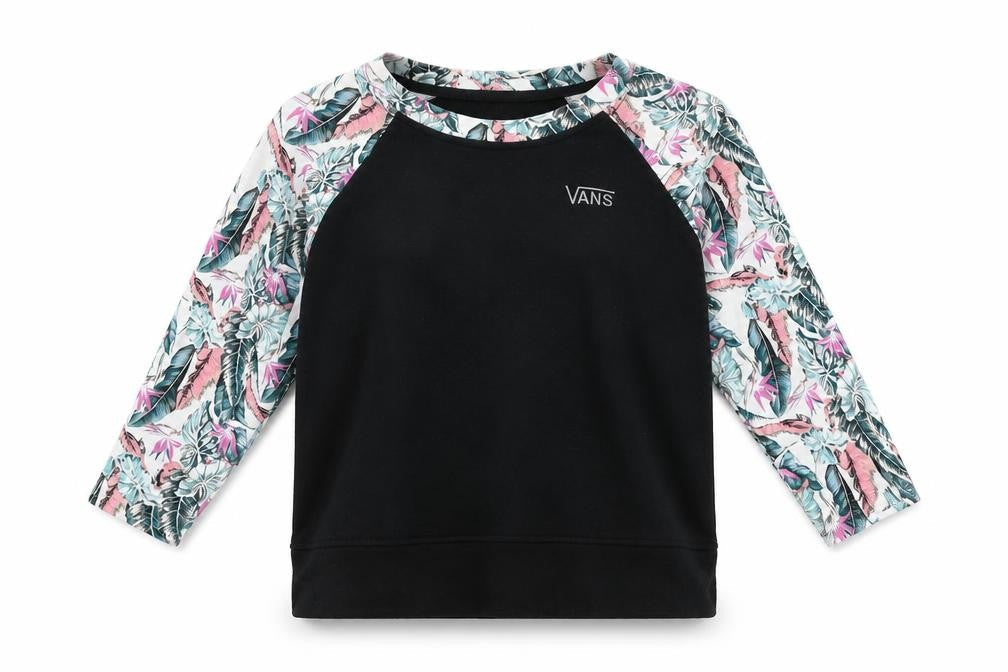 Vans Womens Black Floral Raglan Sweatshirt M Cotton Blend