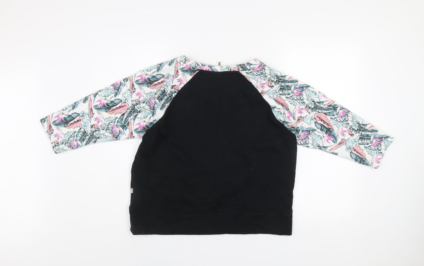 Vans Womens Black Floral Raglan Sweatshirt M Cotton Blend