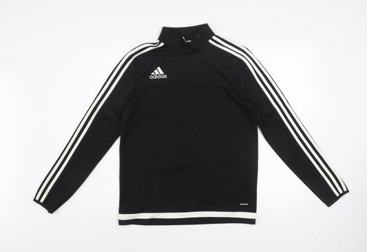 Adidas Boys Black 13-14 Years Pullover 1/4 Zip Sweatshirt