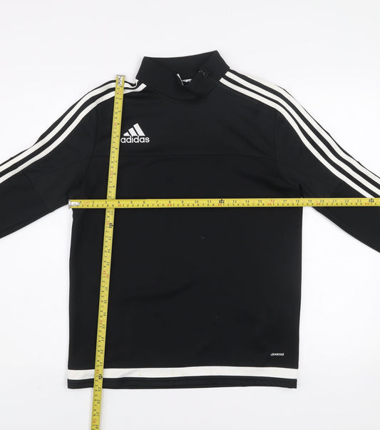 Adidas Boys Black 13-14 Years Pullover 1/4 Zip Sweatshirt