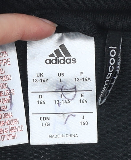 Adidas Boys Black 13-14 Years Pullover 1/4 Zip Sweatshirt