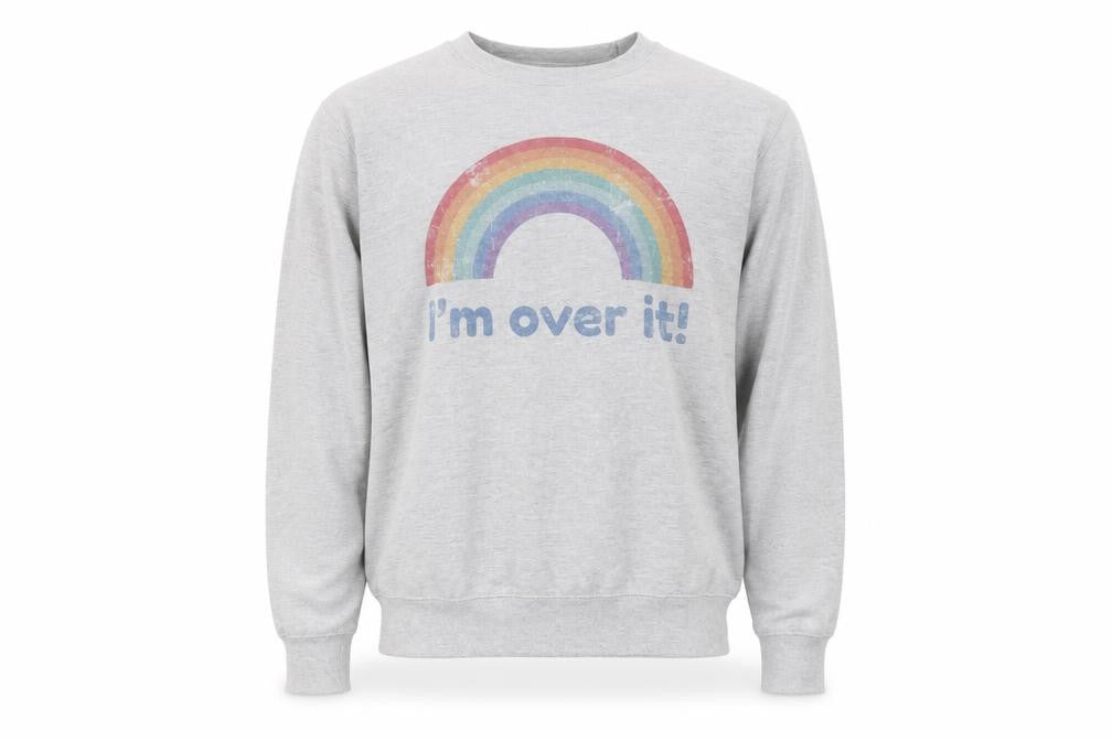 Batch1 Men's Grey Rainbow Graphic Pullover Sweatshirt Medium