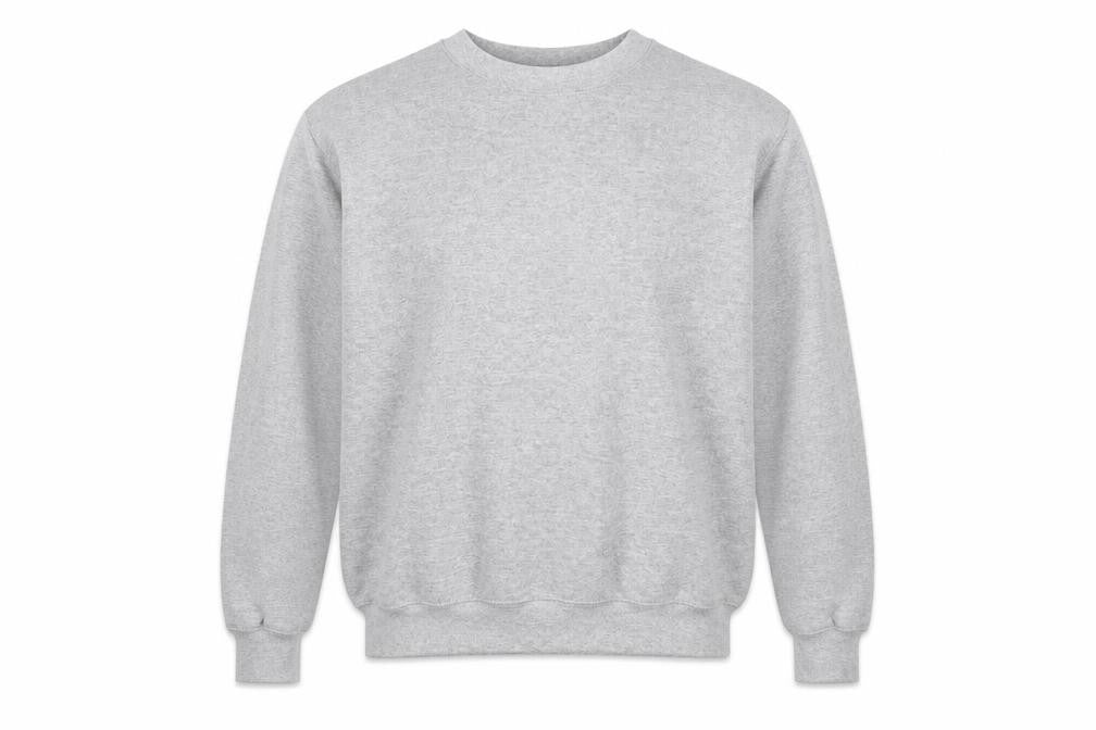 Front view of BDG Men's Grey Crew Neck Fleece Sweatshirt, size S