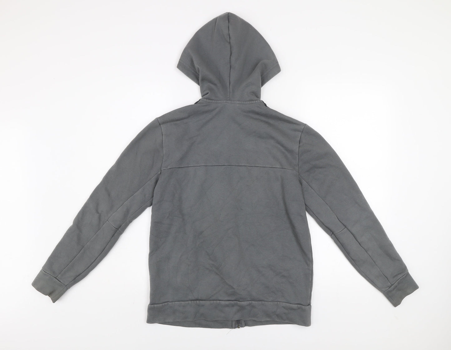 Adidas Boys Grey Hooded Track Jacket 13-14 Years Full Zip Cotton Blend