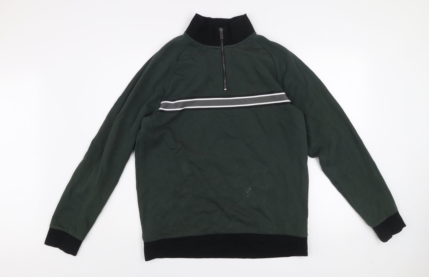 Next Men's Green 1/4 Zip High Neck Sweatshirt Size L
