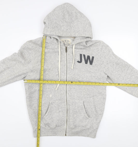 Jack Wills Mens Grey Small Track Jacket Hoodie Full Zip