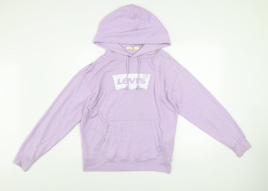 Levi's Men's Purple Pullover Hoodie S Logo Graphic Print Cotton Blend