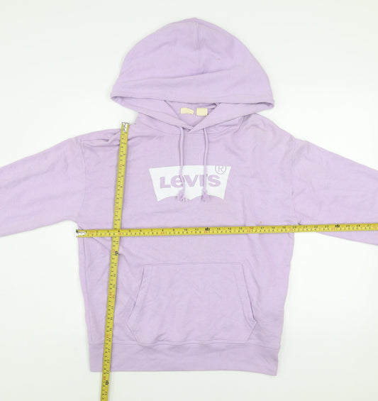 Levi's Men's Purple Pullover Hoodie S Logo Graphic Print Cotton Blend