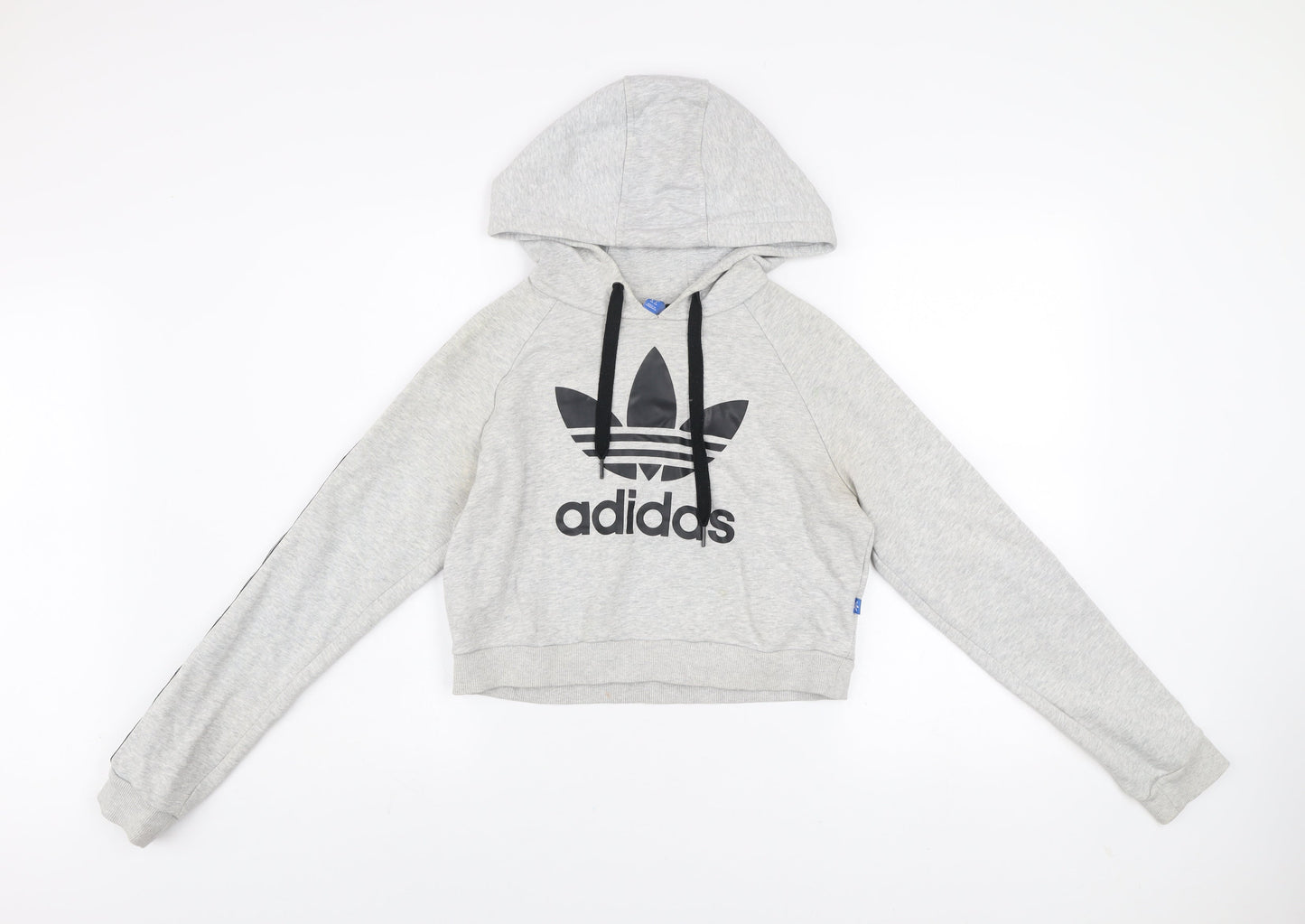 Adidas Women Grey Hoodie UK 8 Hooded Pullover Sweatshirt