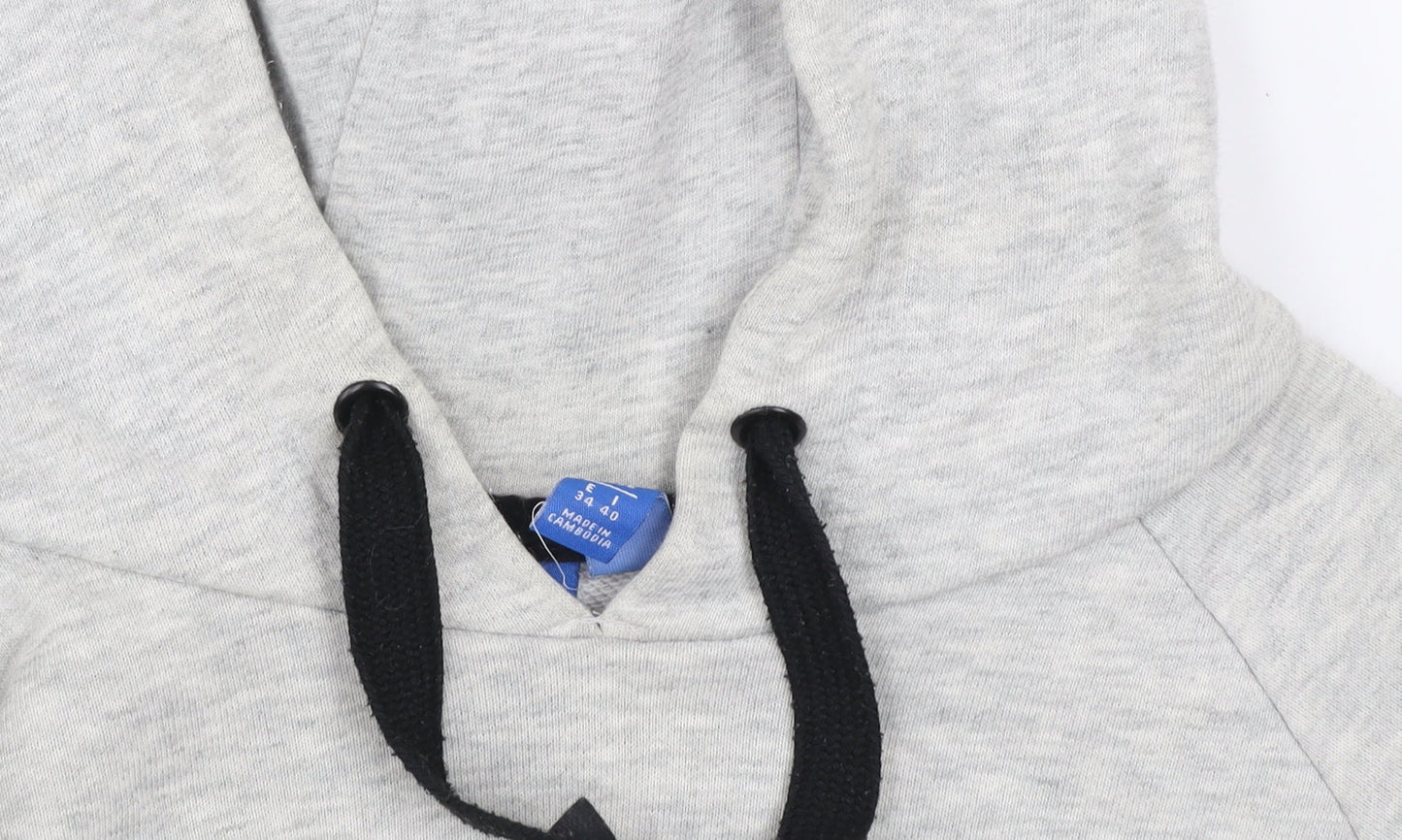 Adidas Women Grey Hoodie UK 8 Hooded Pullover Sweatshirt