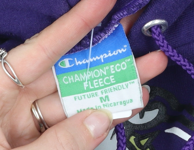 Champion Men's Purple JMU Pullover Hoodie Fleece Medium