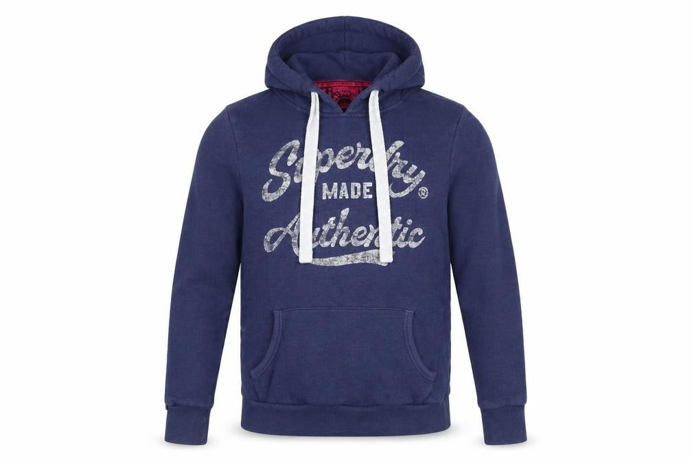Mens UK S Regular Superdry Blue Pullover Hoodie