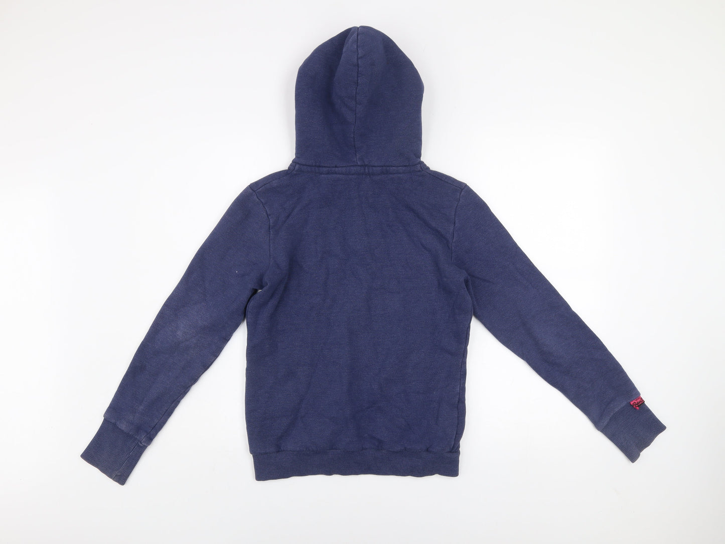 Superdry Men's Blue Pullover Hoodie Size S Graphic Print Fleece