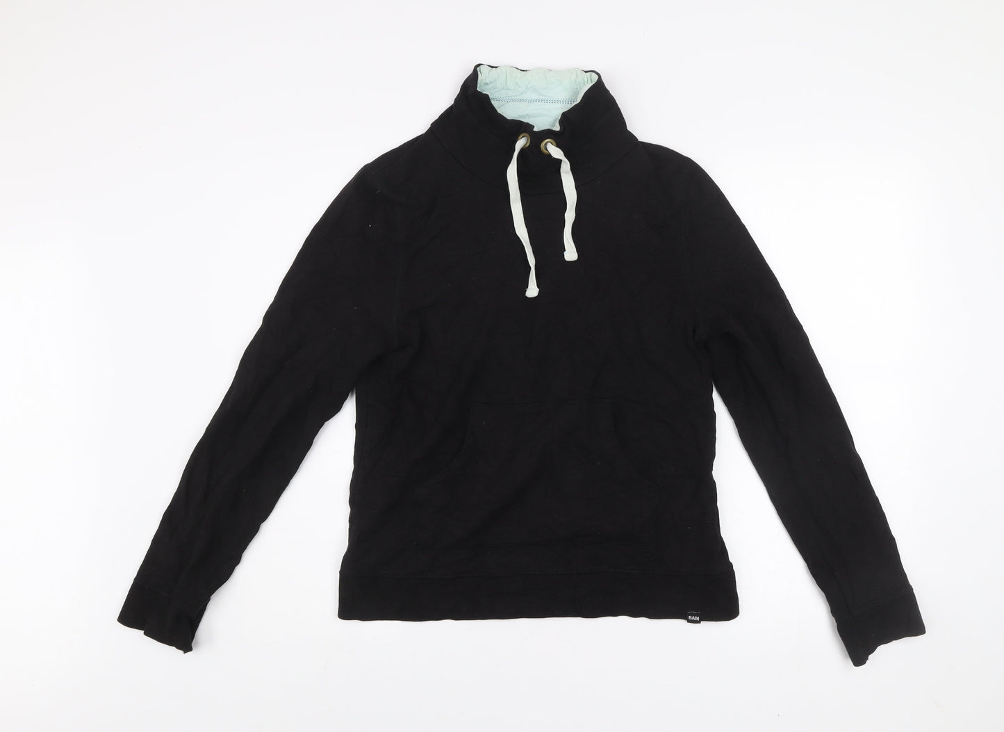 BAM Women Black Size 12 Pullover Sweatshirt with Drawstring Collar
