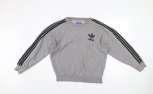 Adidas Men's Grey Pullover Sweatshirt M Vintage Sports Fleece Crew Neck