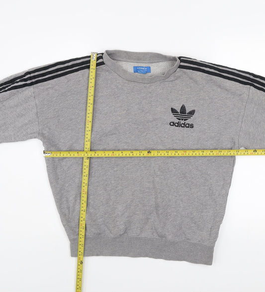Adidas Men's Grey Pullover Sweatshirt M Vintage Sports Fleece Crew Neck