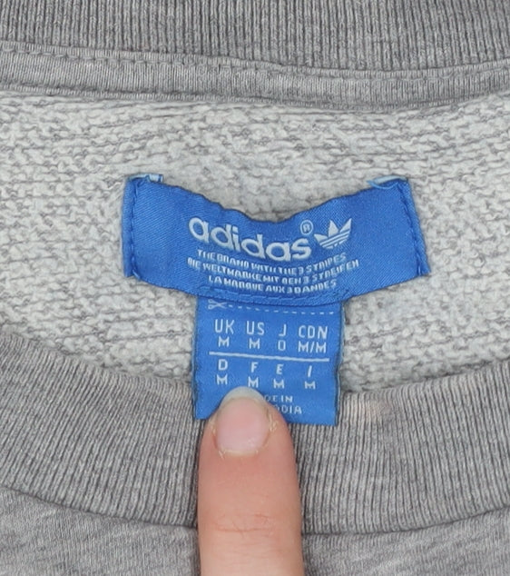 Adidas Men's Grey Pullover Sweatshirt M Vintage Sports Fleece Crew Neck