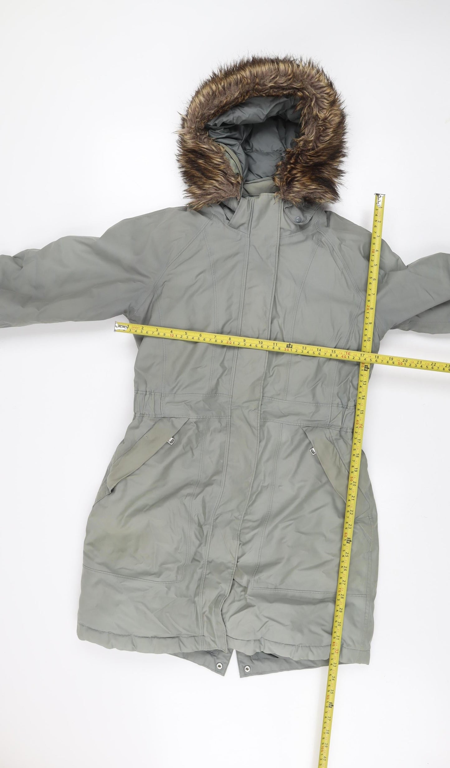The North Face Women's Grey Parka Coat S Faux Fur Hood Waterproof