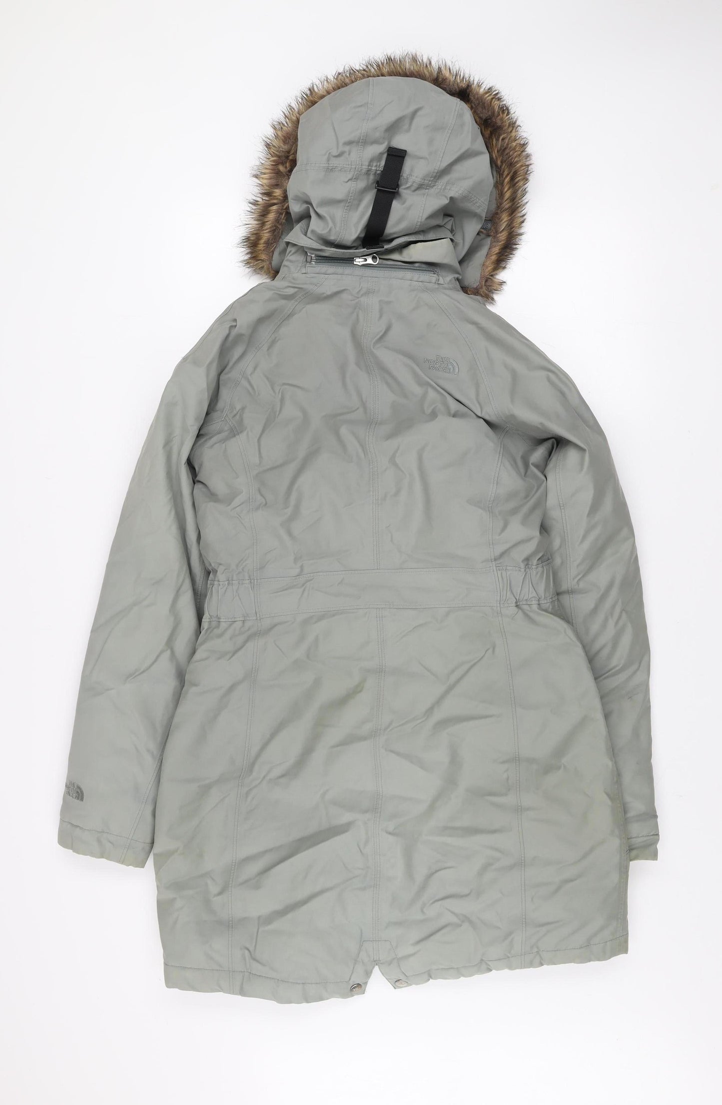 The North Face Women's Grey Parka Coat S Faux Fur Hood Waterproof