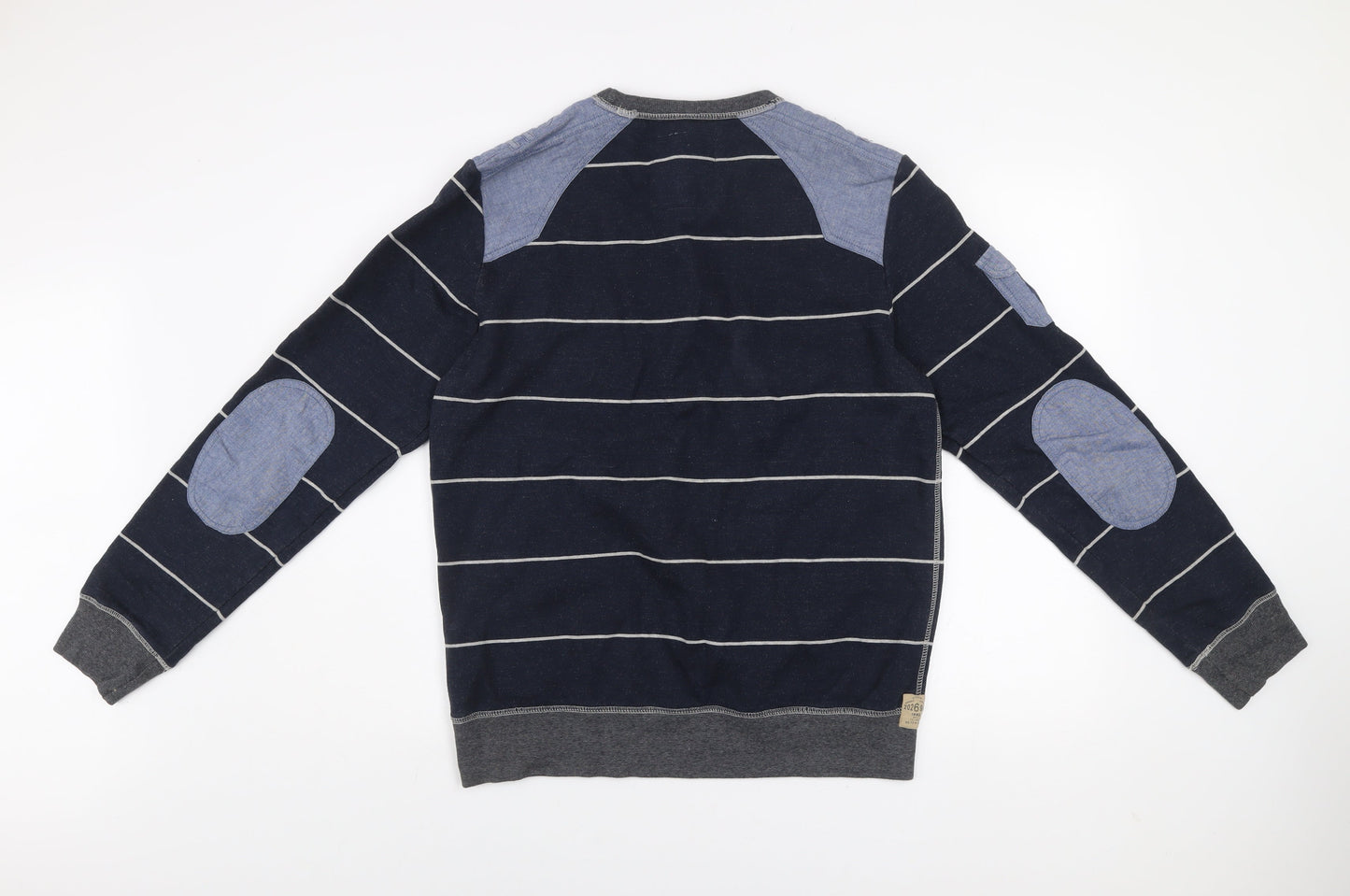 Next Men’s Blue Striped Cotton Sweatshirt Medium Crew Neck Pullover