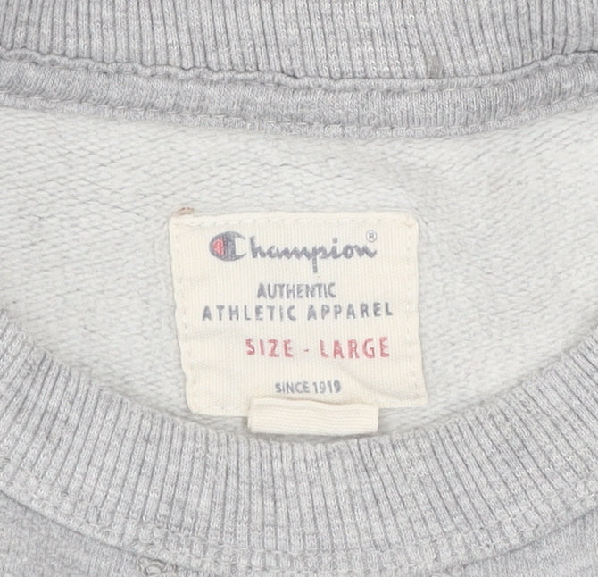 Champion Men's Grey Crew Neck Pullover Sweatshirt Size L