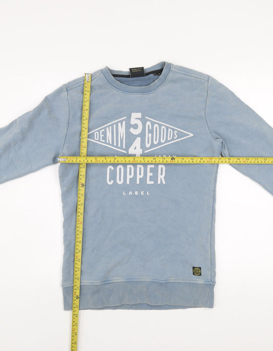 Superdry Men's Blue XS Crew Neck Graphic Print Pullover Sweatshirt