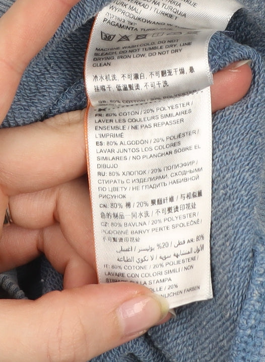 Superdry Men's Blue XS Crew Neck Graphic Print Pullover Sweatshirt