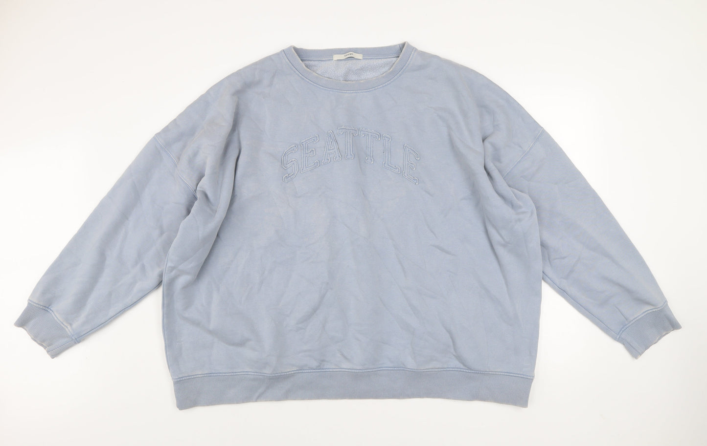 George Women Blue Cotton Blend Pullover Sweatshirt Size 18 Seattle Design