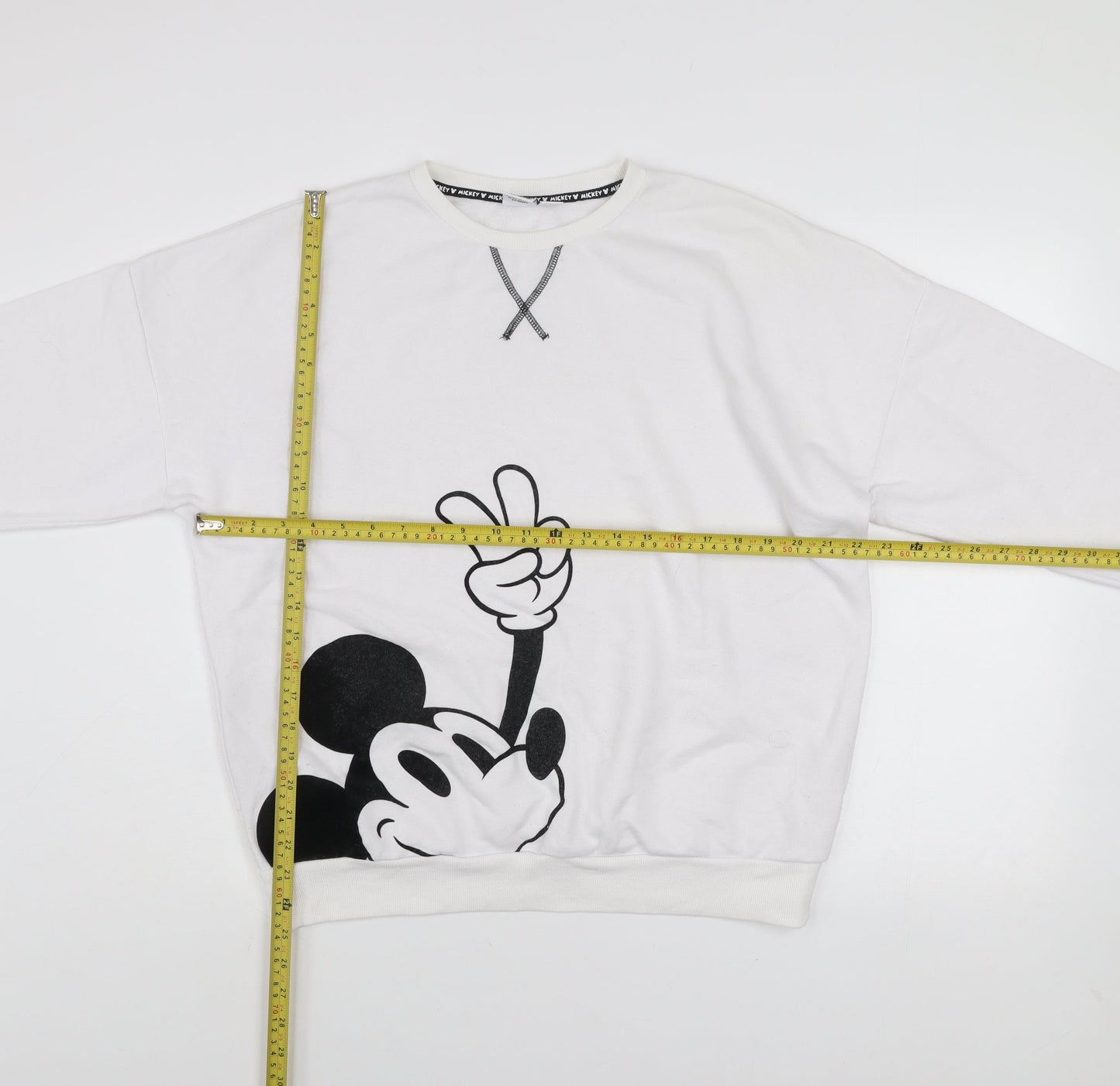 Disney Women White Mickey Mouse Graphic Pullover Sweatshirt Size S