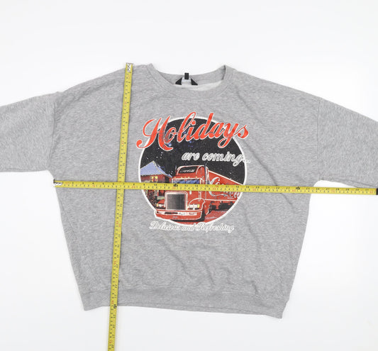 New Look Womens Grey Coca-Cola Christmas Pullover Sweatshirt Size 16
