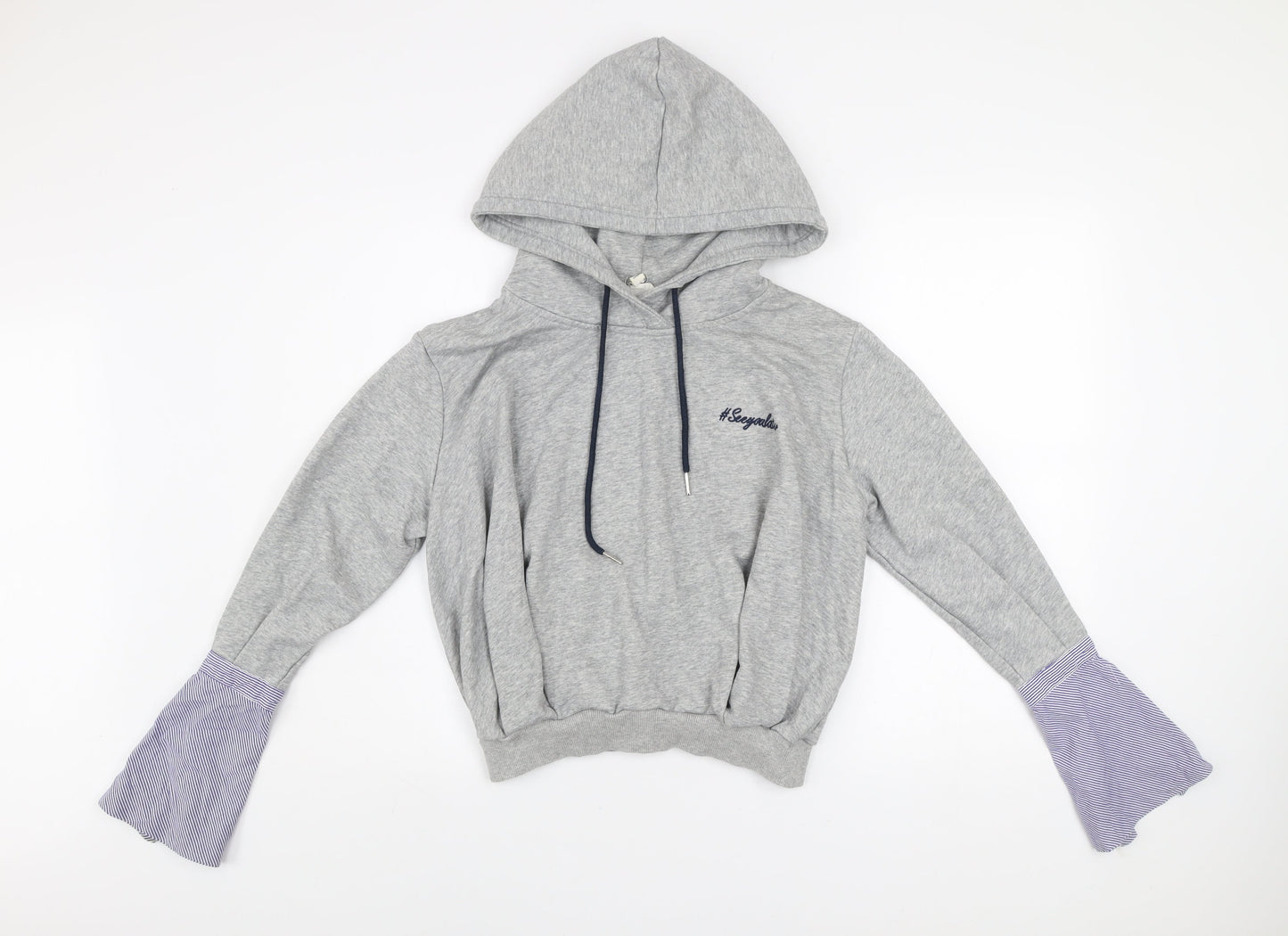 Evidnt Los Angeles Women's Grey Pullover Hoodie XS Flared Sleeve Cotton